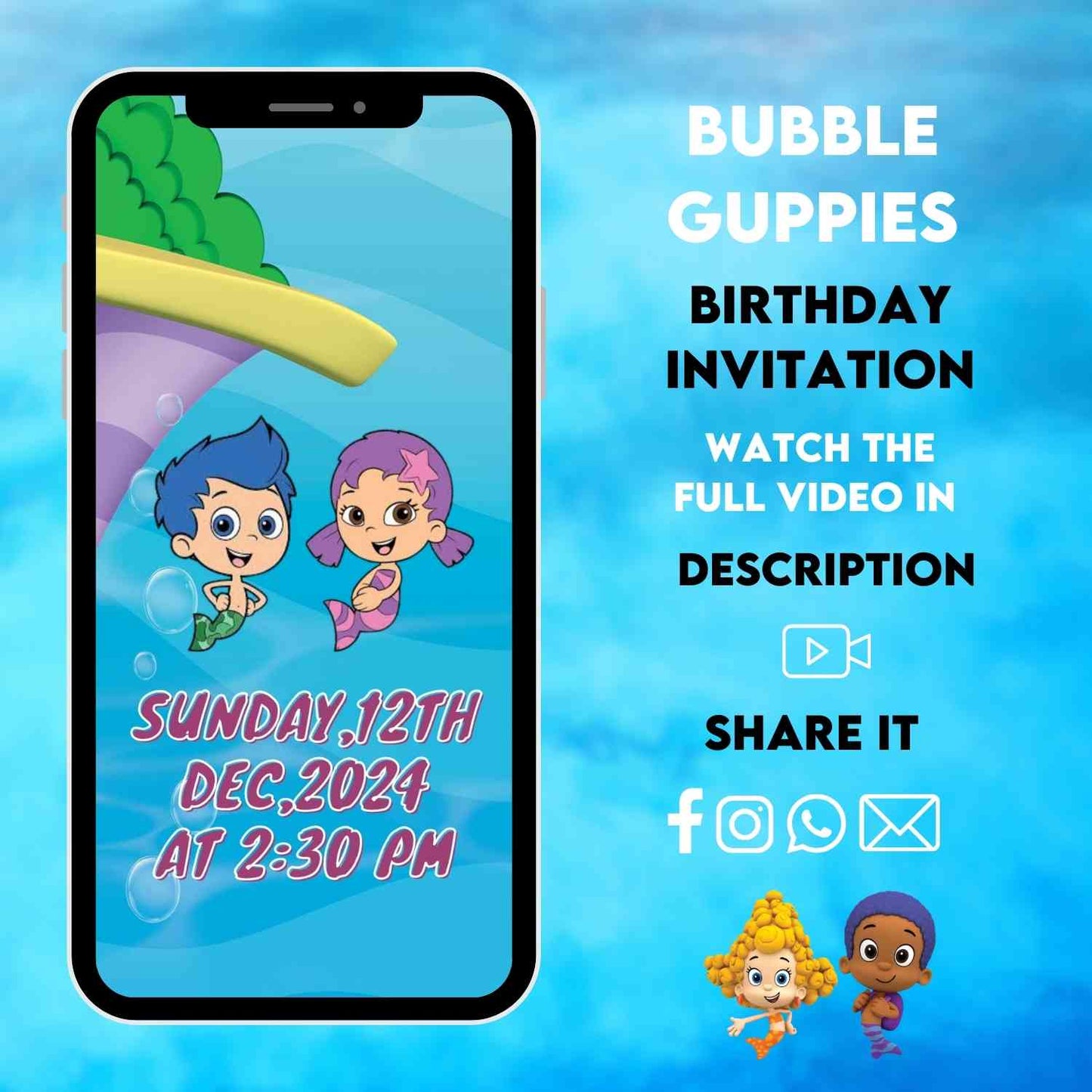 Bubble Guppies Birthday Video Invitation | Personalized Animated Invites