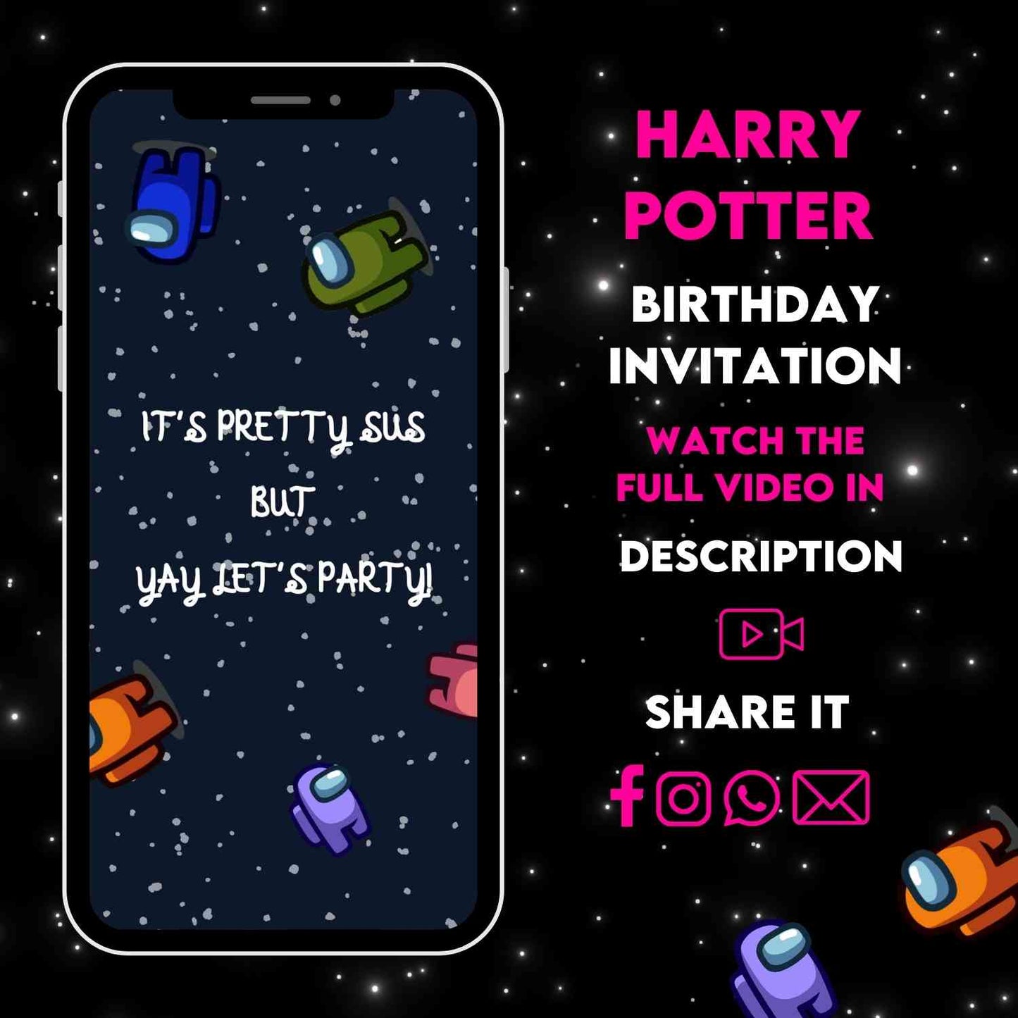 Animated Among Us Birthday Video Invitation | Customize & Send Online