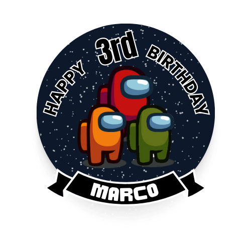 Among Us Birthday Theme Cake Topper