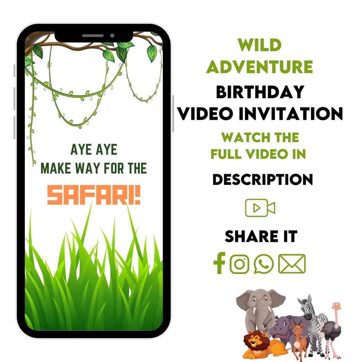 Wild Adventure Birthday: Jungle Safari Video Invitation