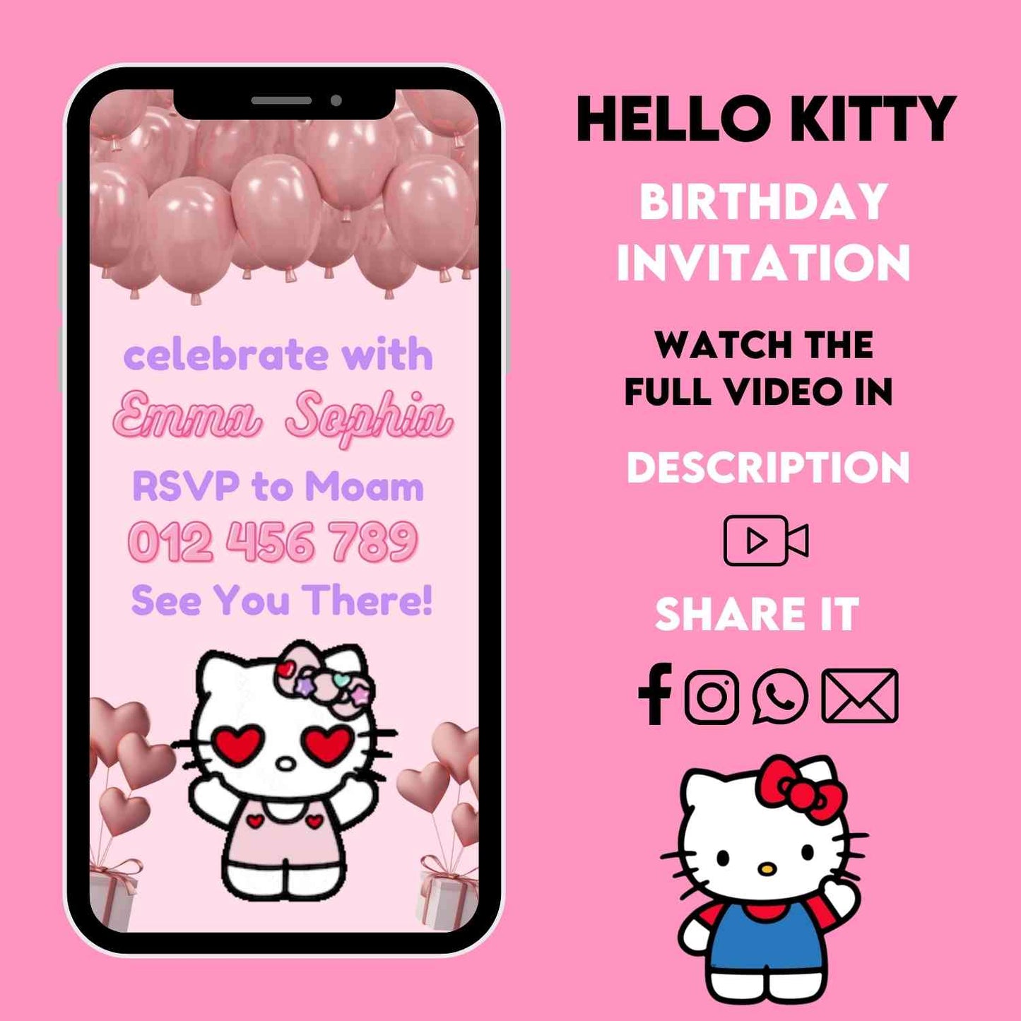 Hello Kitty Birthday Video Invitations | Hello Kitty Birthday Party Theme