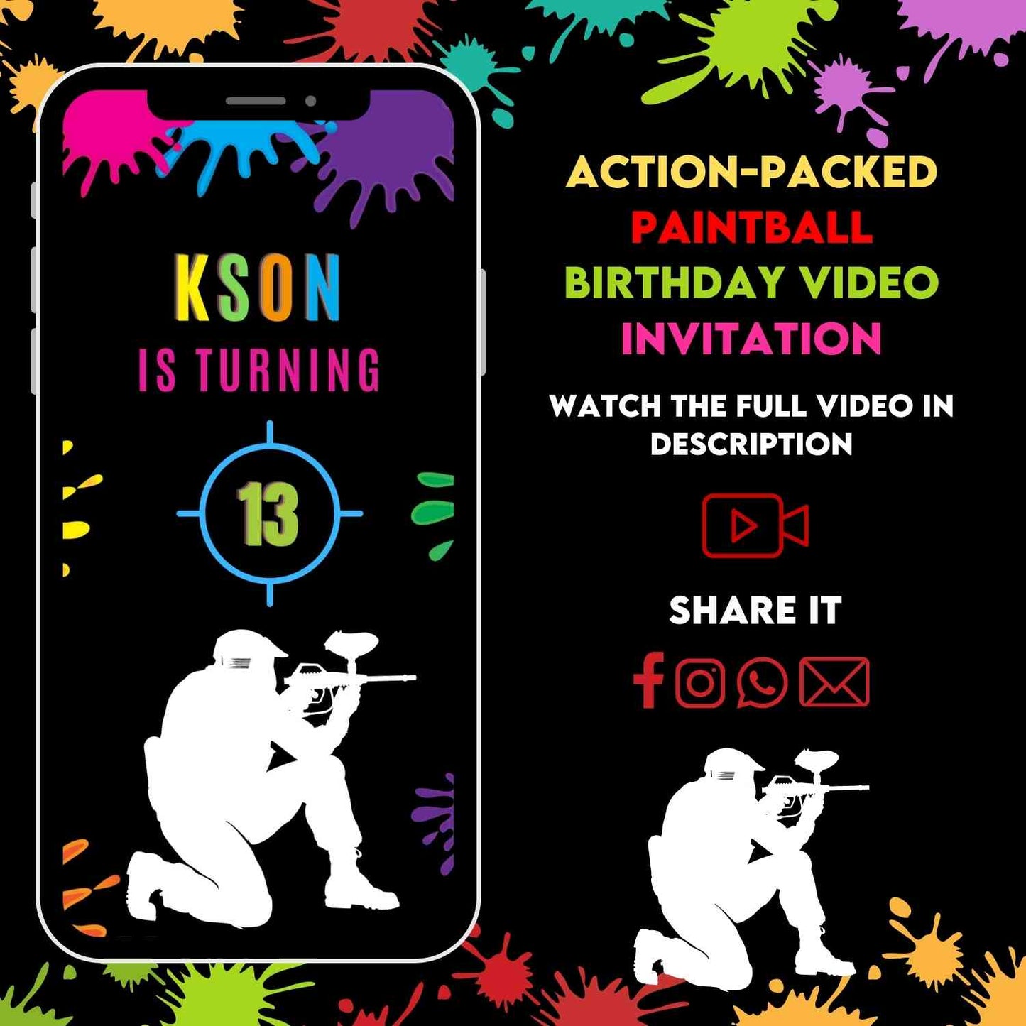 paintball birthday invitation