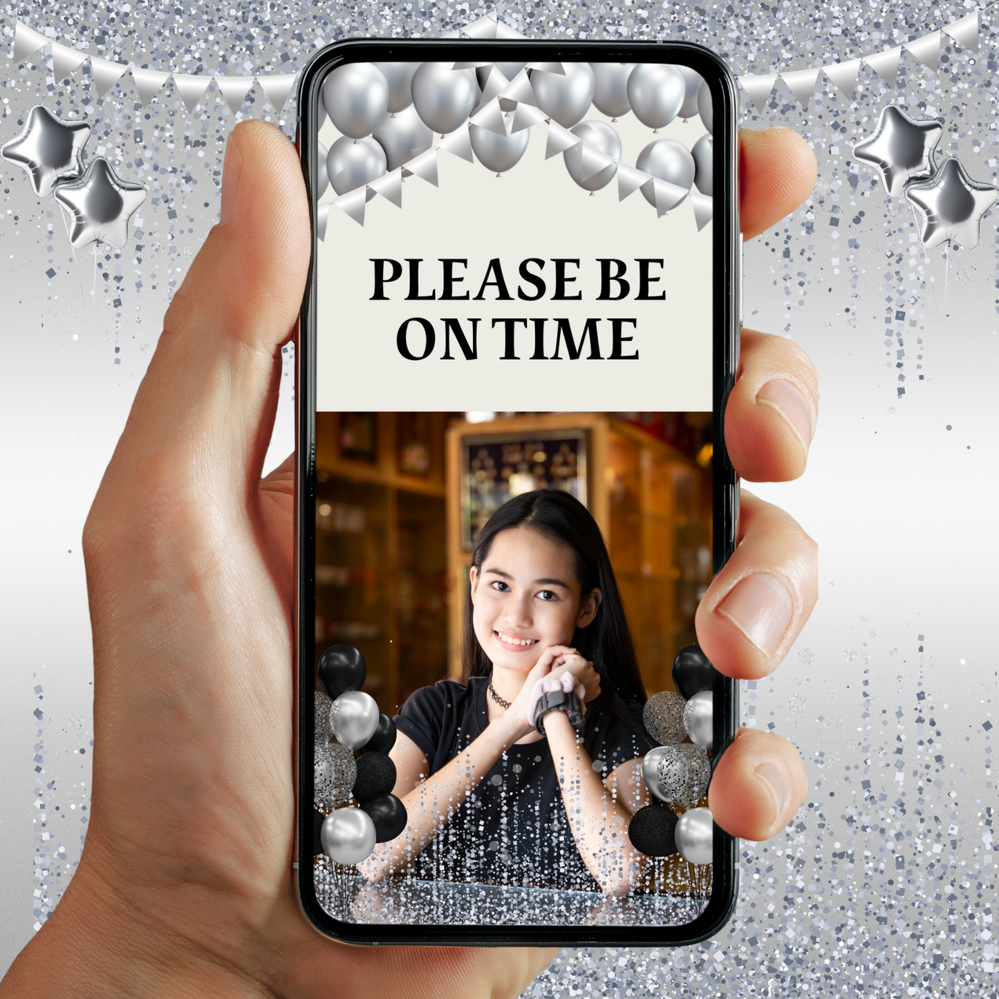 Black & Silver Theme Birthday Party Invitation | Digital Birthday Video Invitation