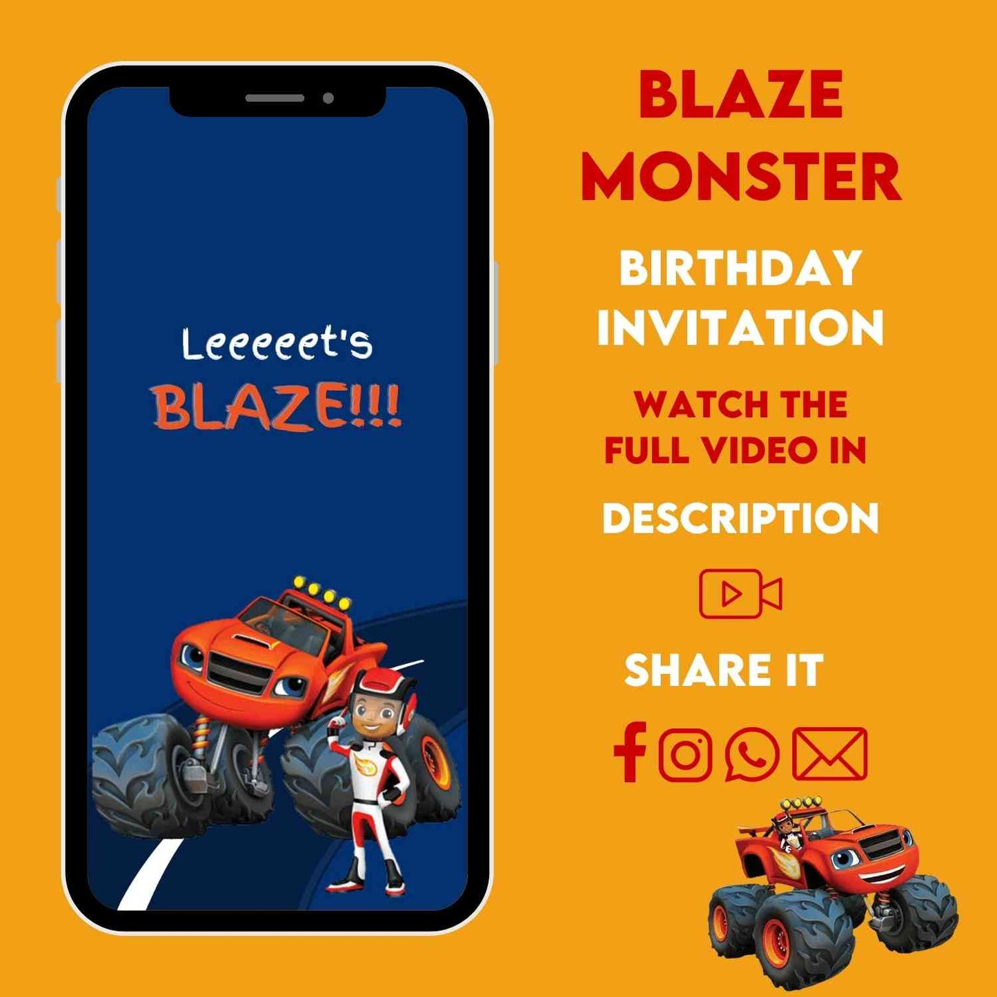 Blaze and the Monster Machines Birthday Video Invitation | Fun and Animated Party Invite