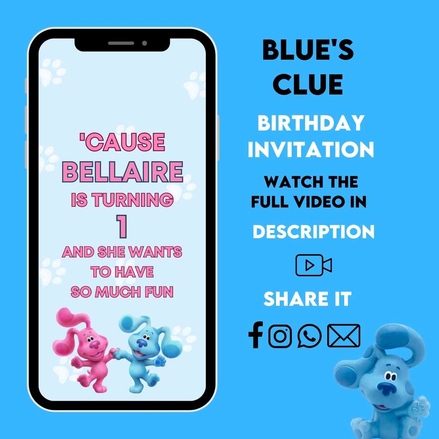 Blue's Clues Birthday Video Invitation | Personalized Animated Party Invite