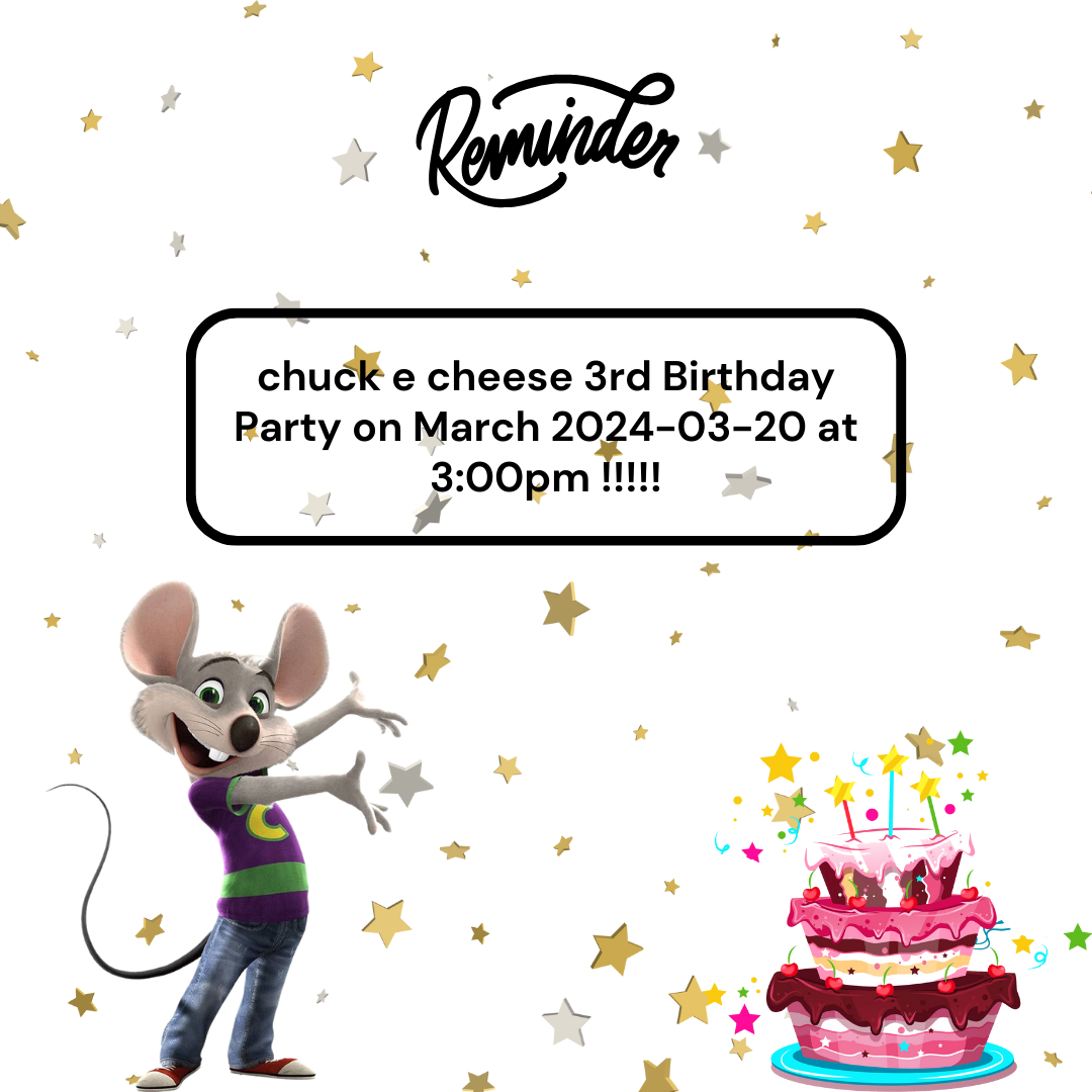 Chuck E Cheese Birthday Reminder Card – Mr.Invites chuck-e-cheese-birthday-reminder-card-mr-invites