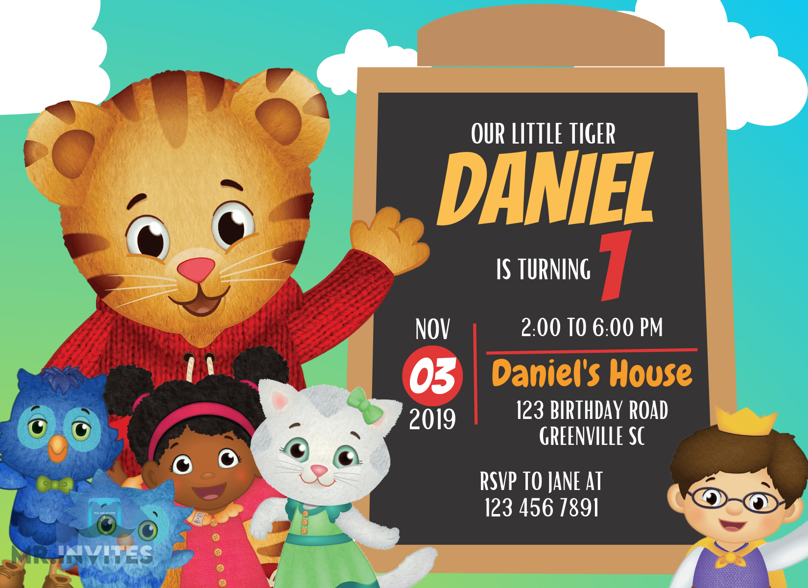 Personalized Daniel Tiger Birthday Invitation | Online Design – Mr.Invites personalized-daniel-tiger-birthday-invitation-online-design-mr-invites