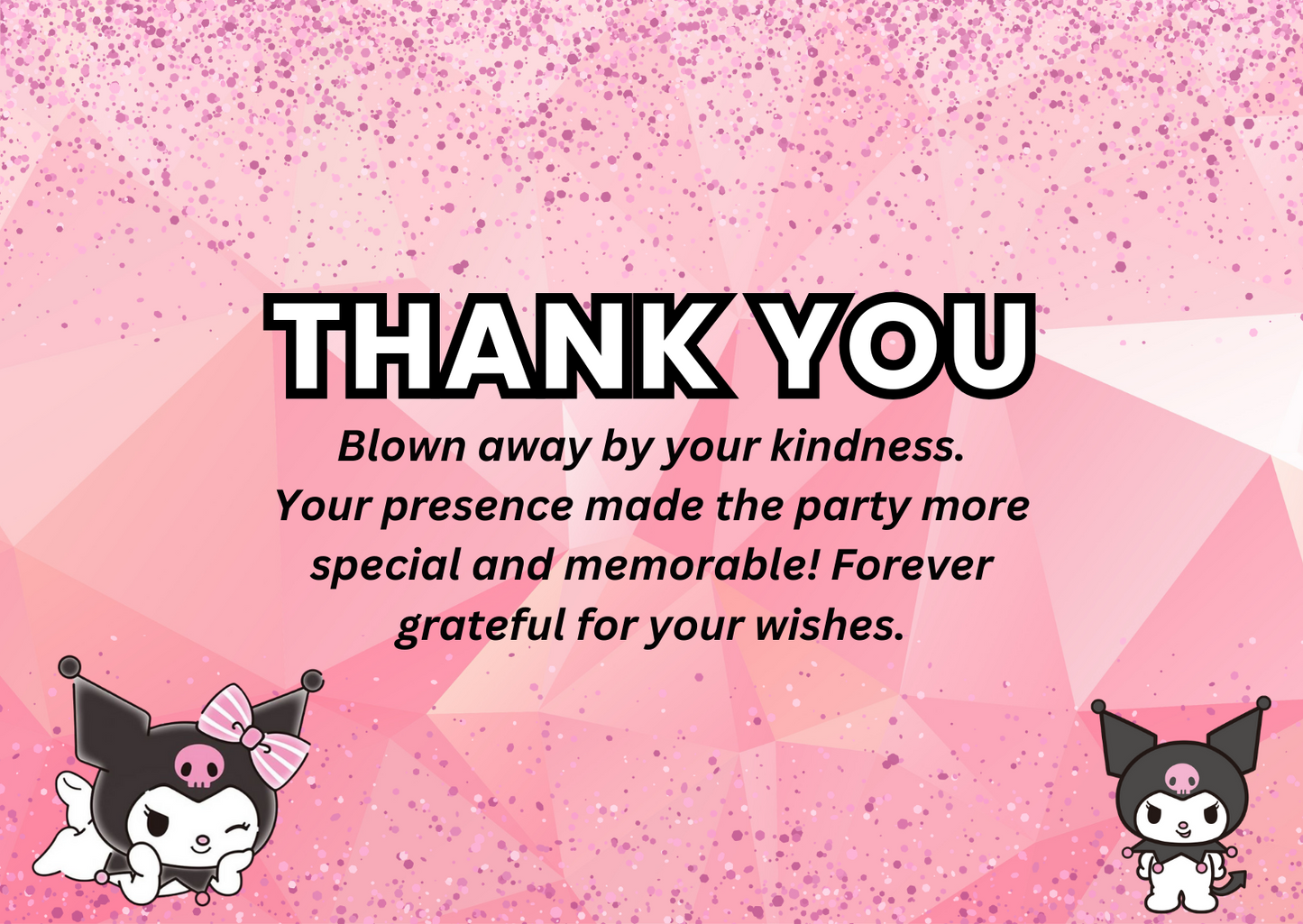 Editable Kuromi Birthday Thank You Card | Cute Sanrio Party Thank You Note | Personalized & Instant Download