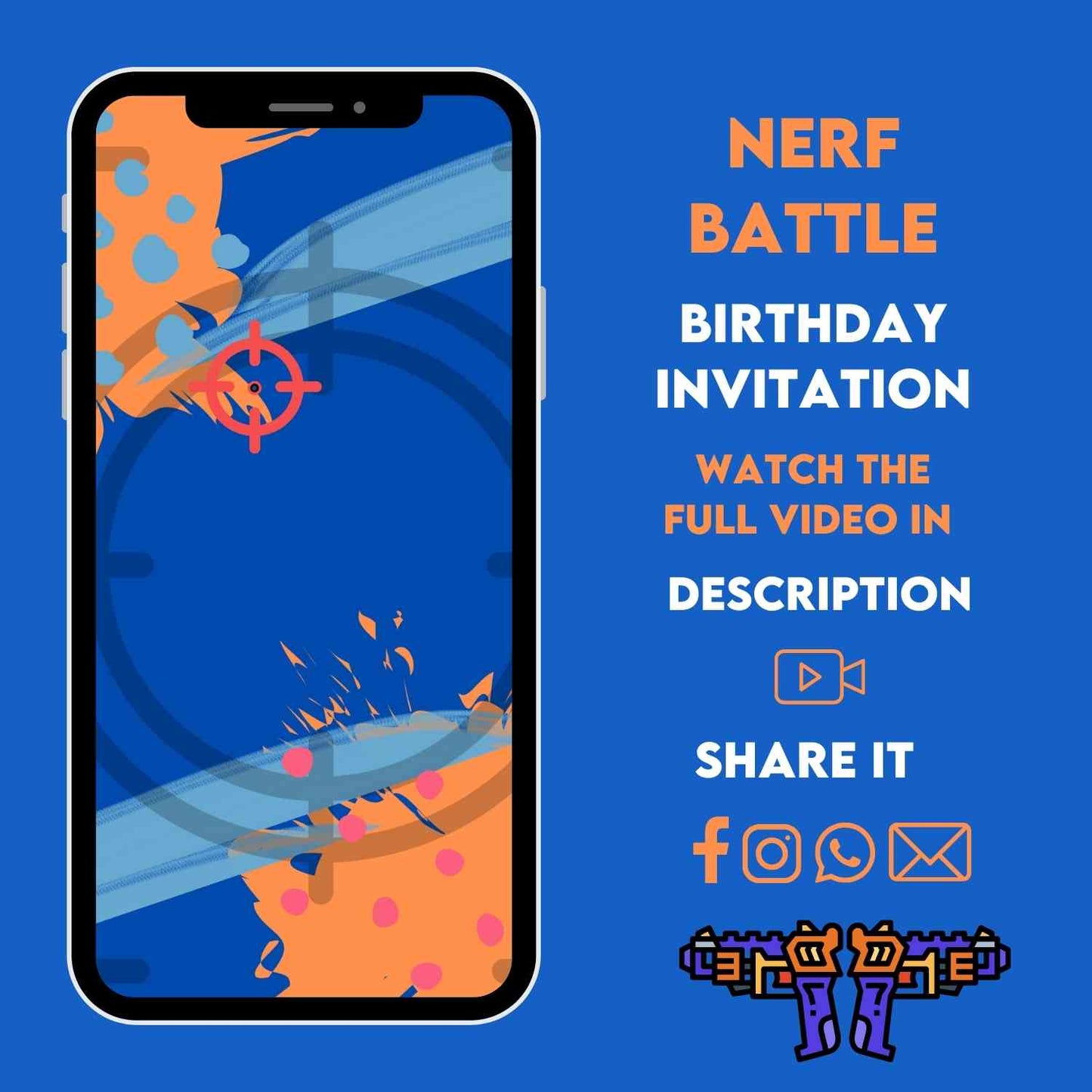 Nerf Battle Birthday Party Video Invitation - Dart Gun War Party Video Invite