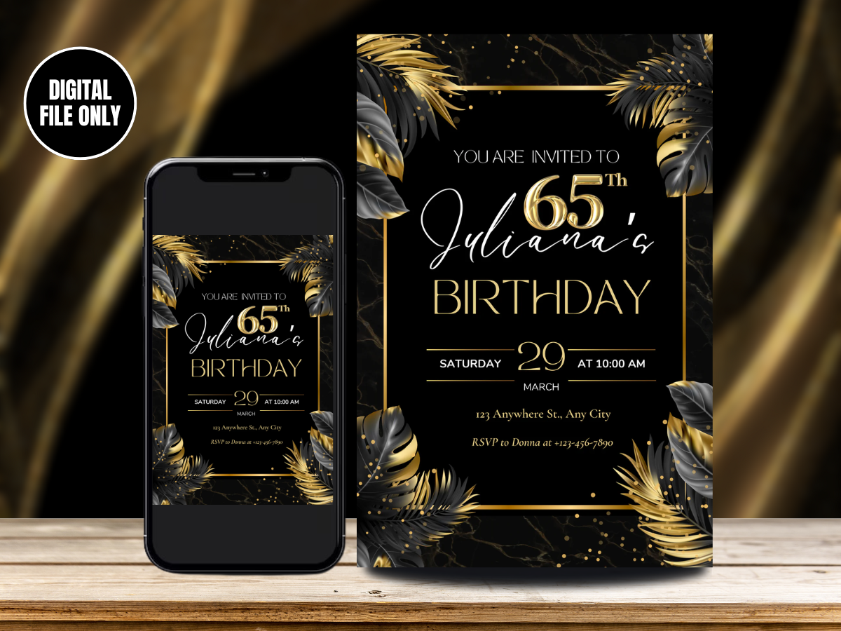 Parents Digital Birthday Card invitation | 65th Card invitation templates