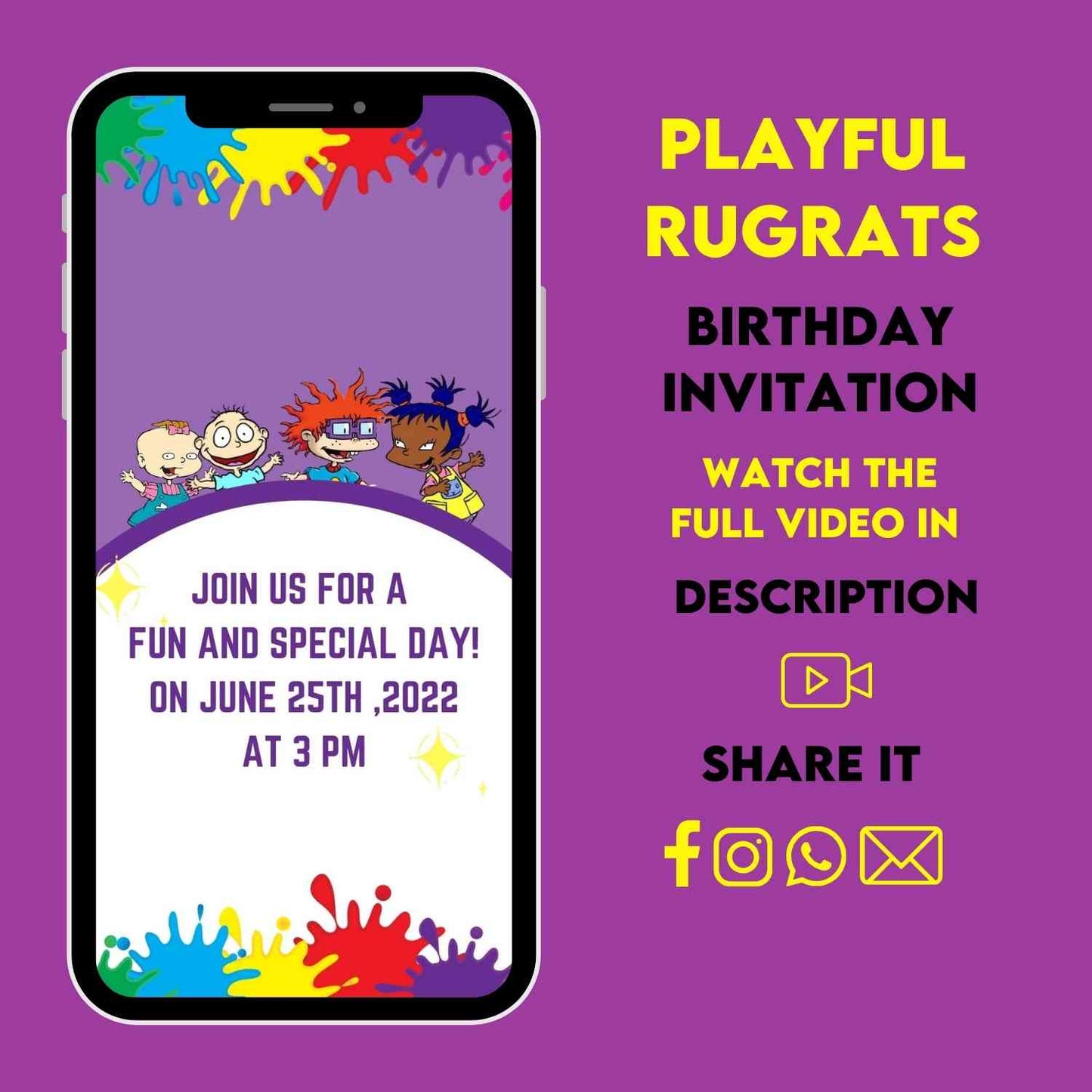 Playful Rugrats Birthday Video Invitation | Personalized & Fun-filled Celebration
