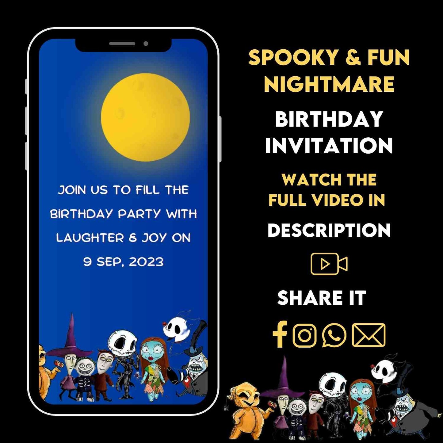 Spooky & Fun Nightmare Before Christmas Birthday Video Invitation