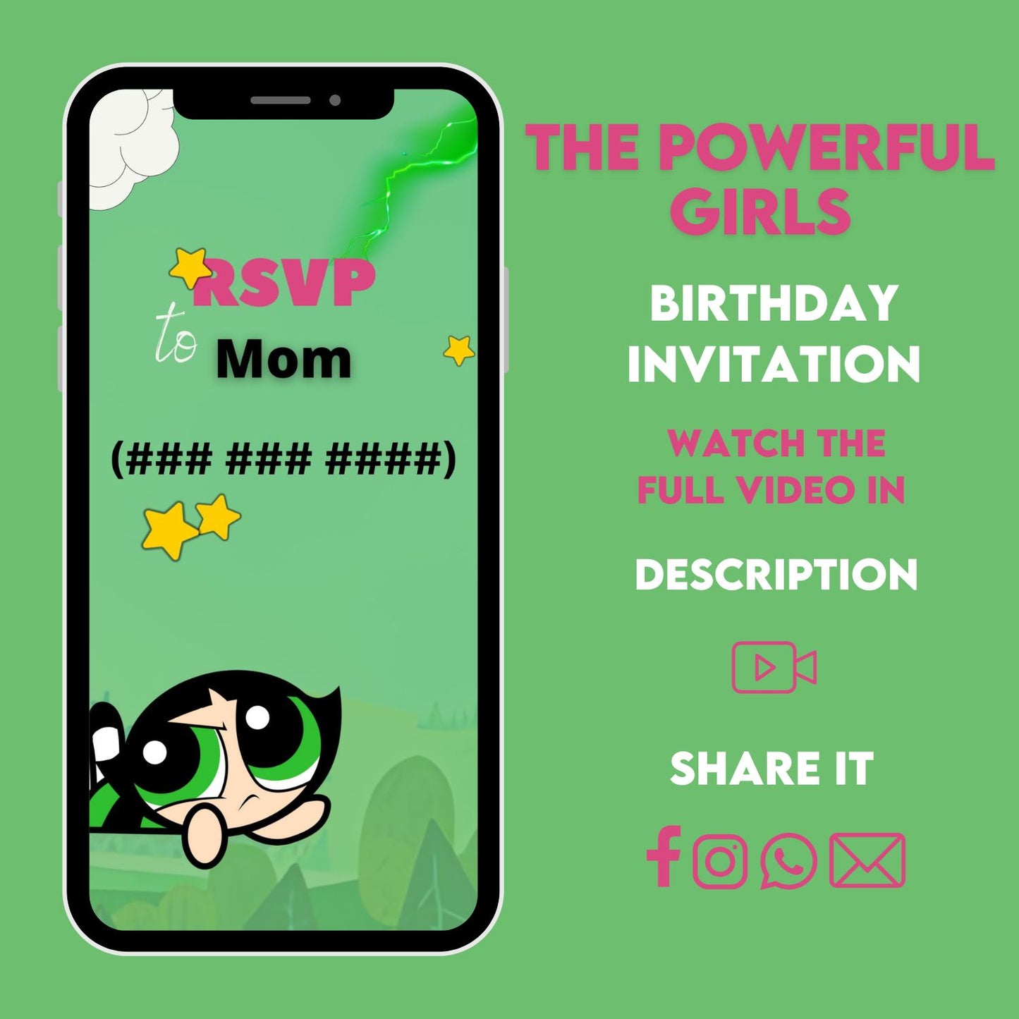The Powerful Girls Birthday Video Invitation | Kids Party Animated invite