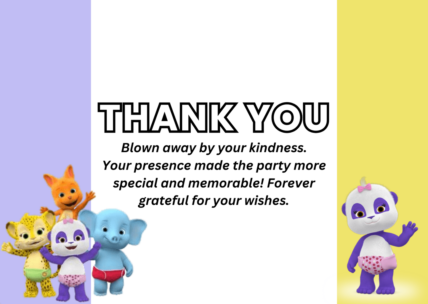 Editable Word Party Birthday Thank You Card | Digital Party Printable | Kids’ Birthday Thank You Template | Animated/Custom Design