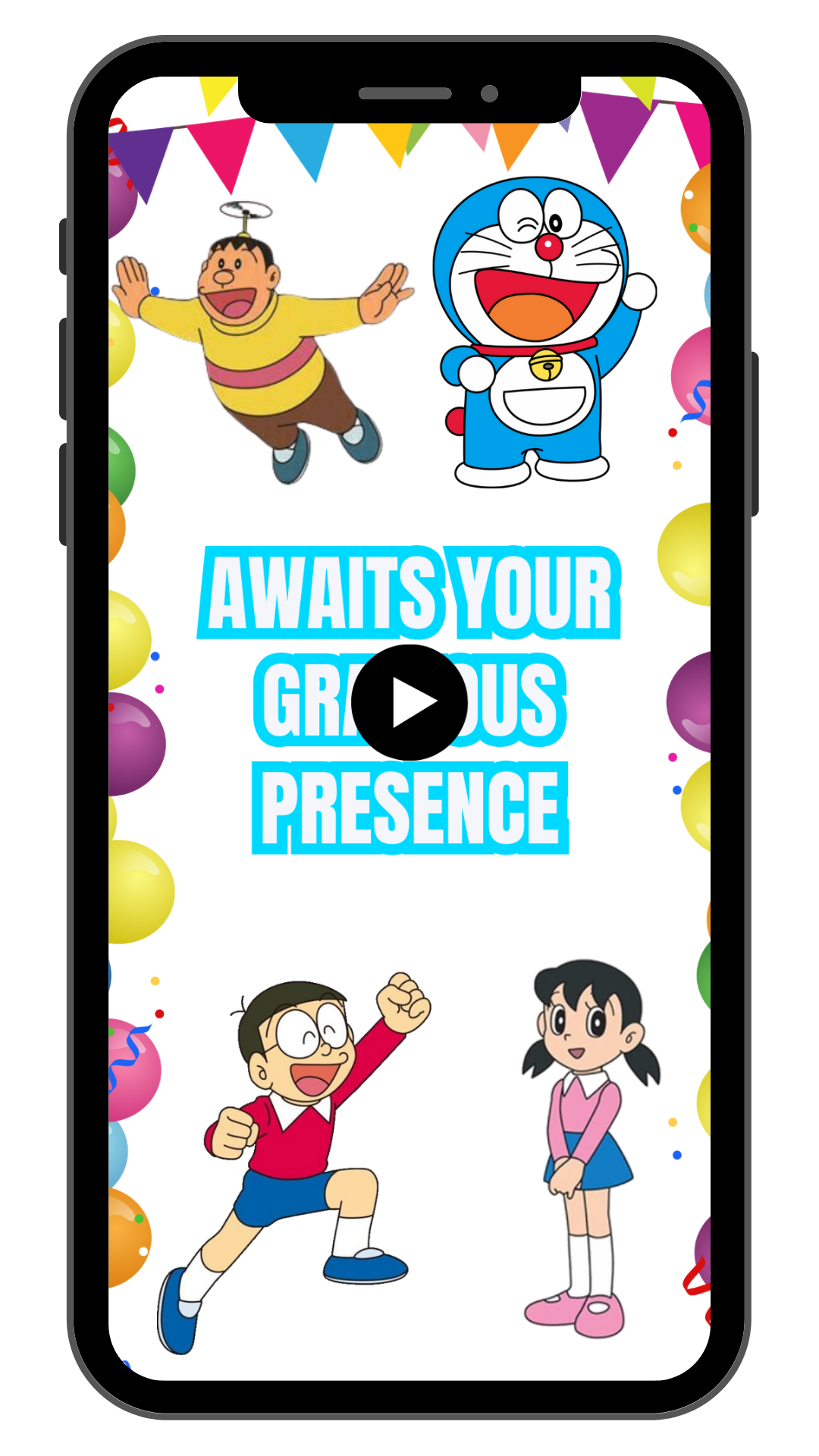 Doraemon Birthday Video Invitation Custom Doremon Theme Party Invita Mrinvites 7539