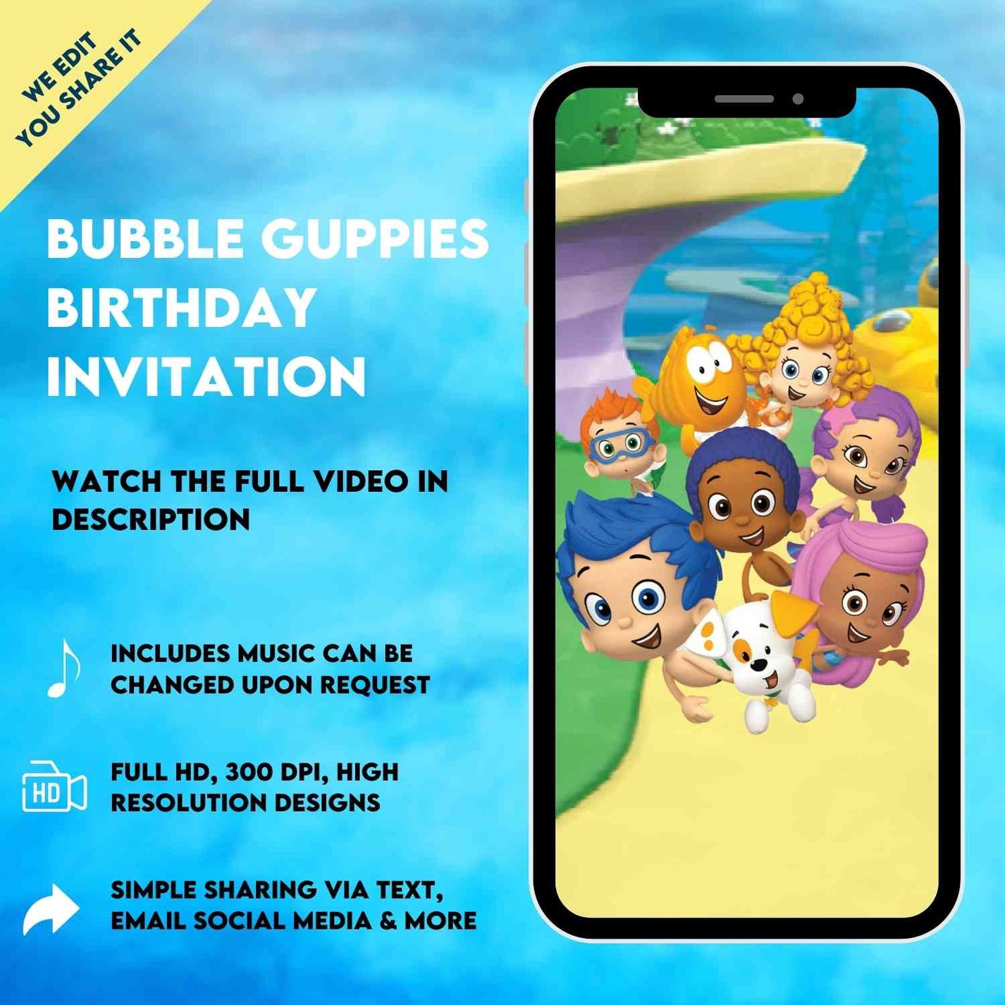 Bubble Guppies Birthday Video Invitation | Personalized Animated Invit ...