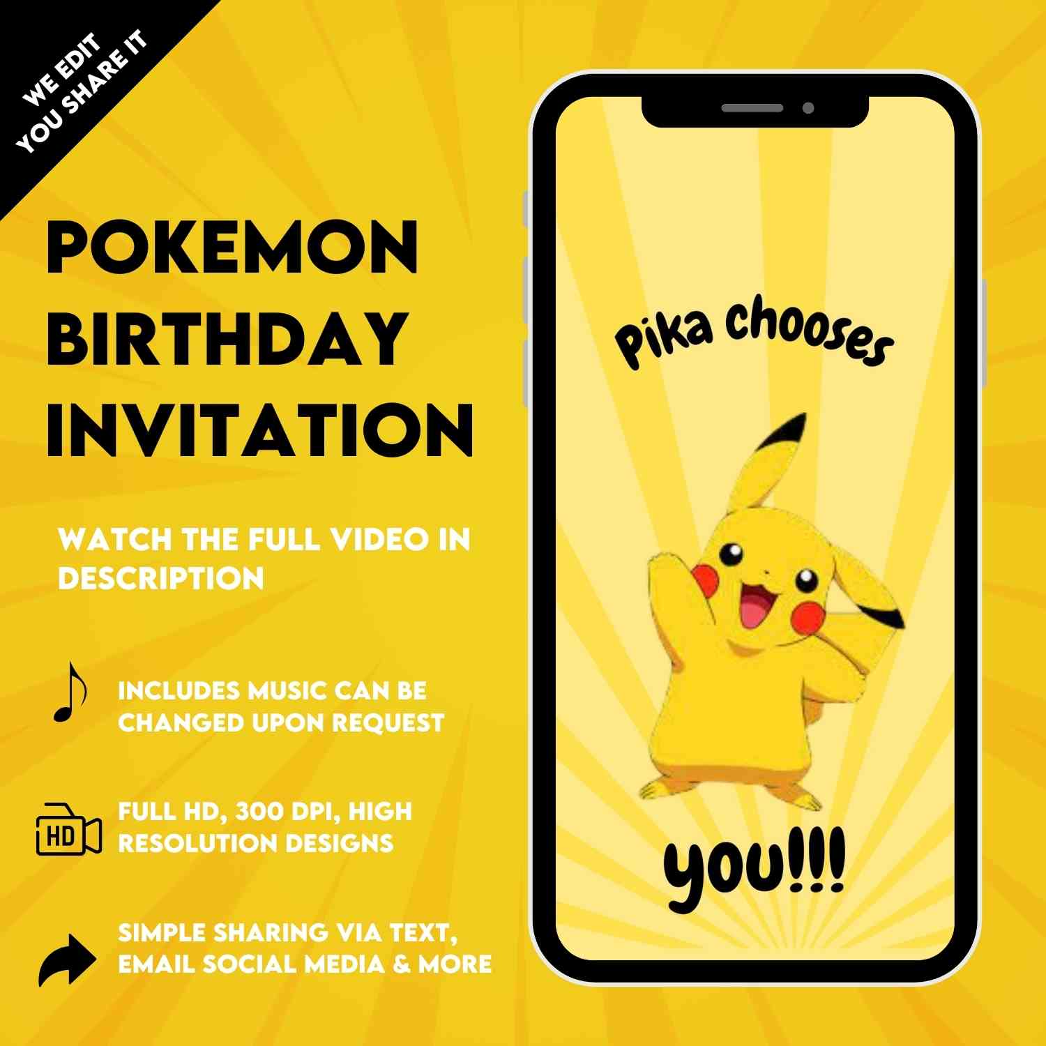 Pokemon Birthday Video Invitation Editable | Instant Download Pokemon Birthday Video Invitation Editable | Instant Download
