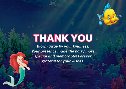Little Mermaid Theme Birthday Thank You Card