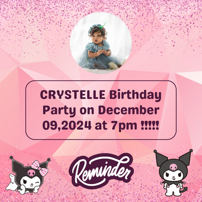 Digital Kuromi Reminder Card For Birthday Event