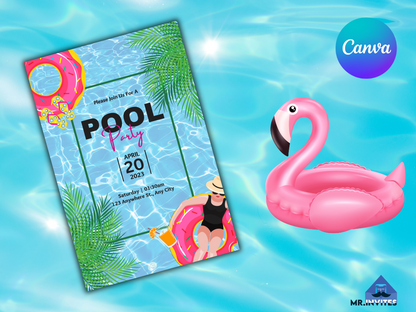 Barbie Pool Party Digital Card Invitation | Personalized Digital Card Invite