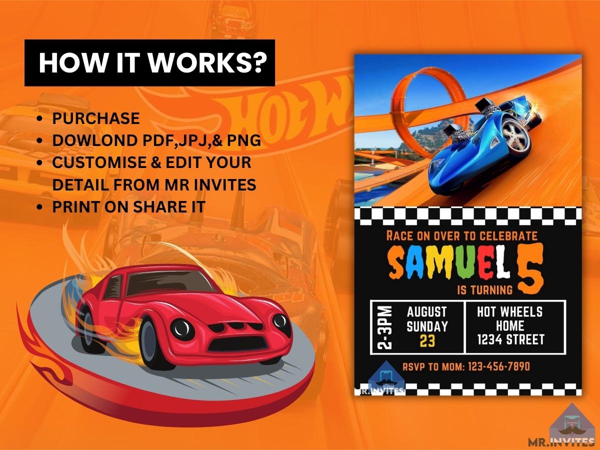 Digital Hot Wheels Birthday Party Invitation | Hot Wheels Birthday Invites