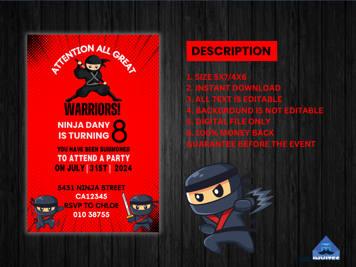 African American Ninja Boy Digital Birthday Card Invitation – Mr.Invites african-american-ninja-boy-digital-birthday-card-invitation-mr-invites