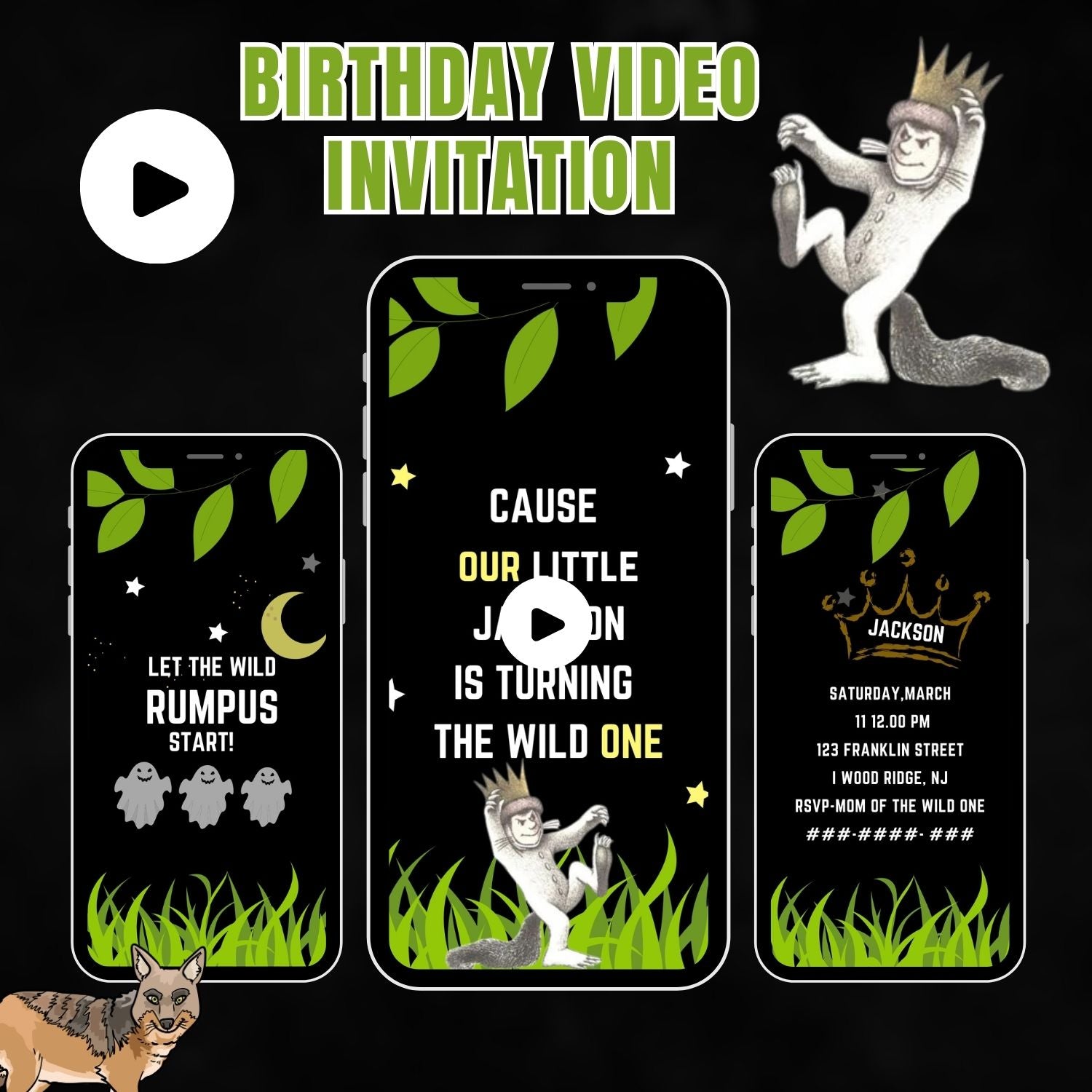 Wild Things Birthday Video Invitation | Personalized Wild Things birthday party invite