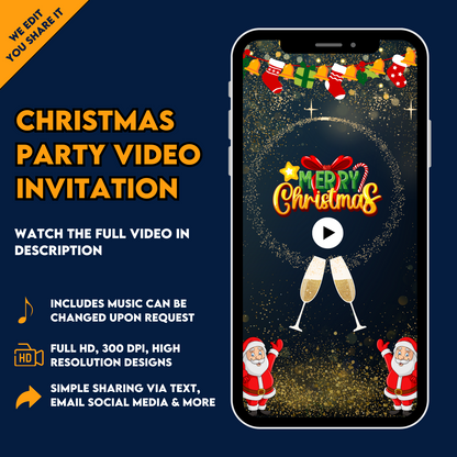 Christmas Party Digital Video Invitations | Christmas Party invites