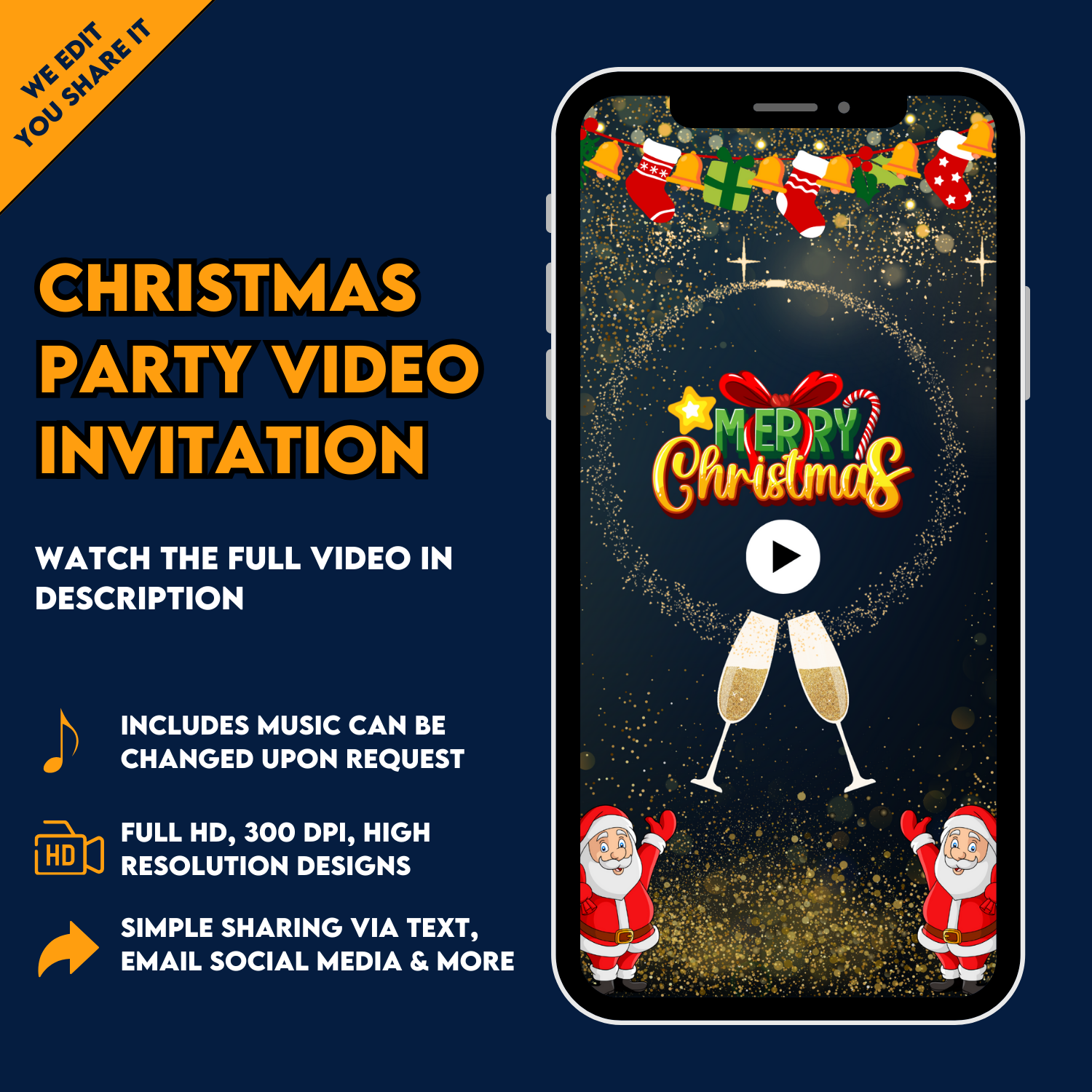 Christmas Party Digital Video Invitations | Christmas Party invites