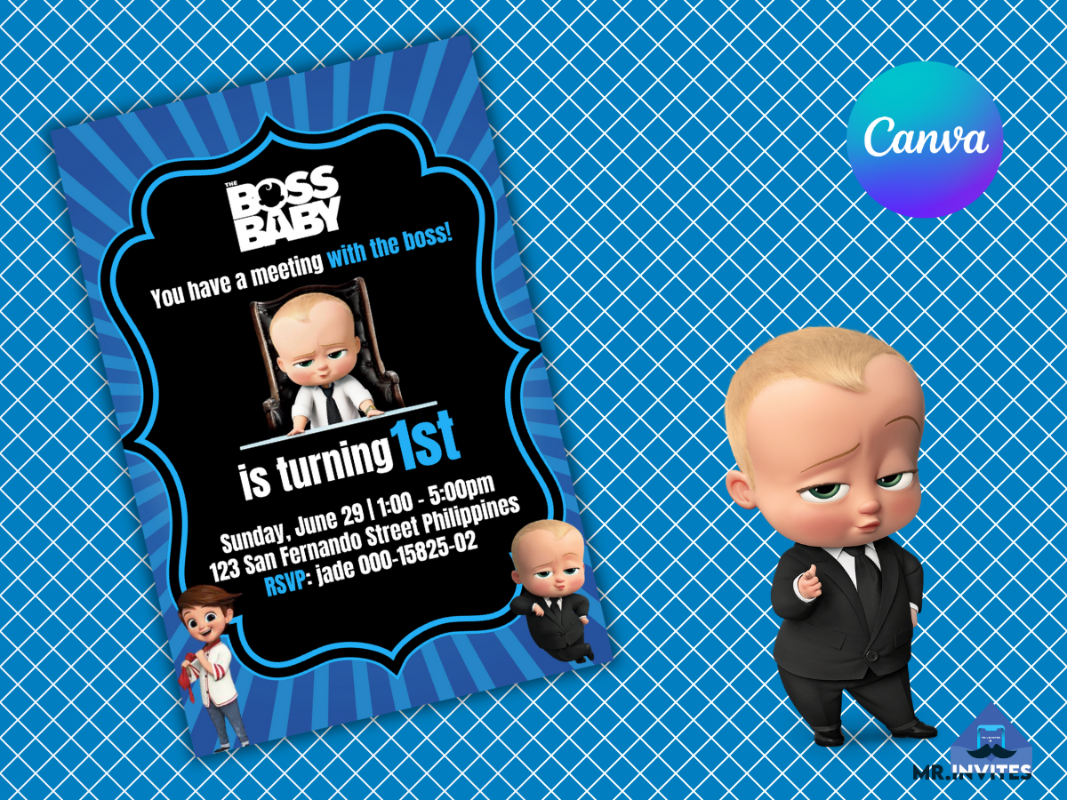 Digital Baby Boss Birthday Card Invitation | Baby Boss Digital Birthda ...