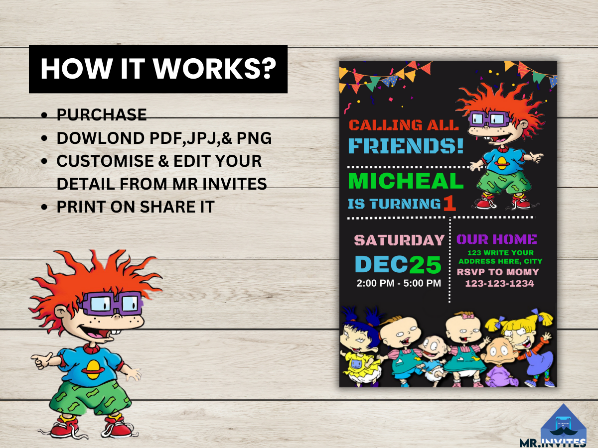 Playful Rugrats Birthday Invitation | Personalized & Fun-filled Celebration