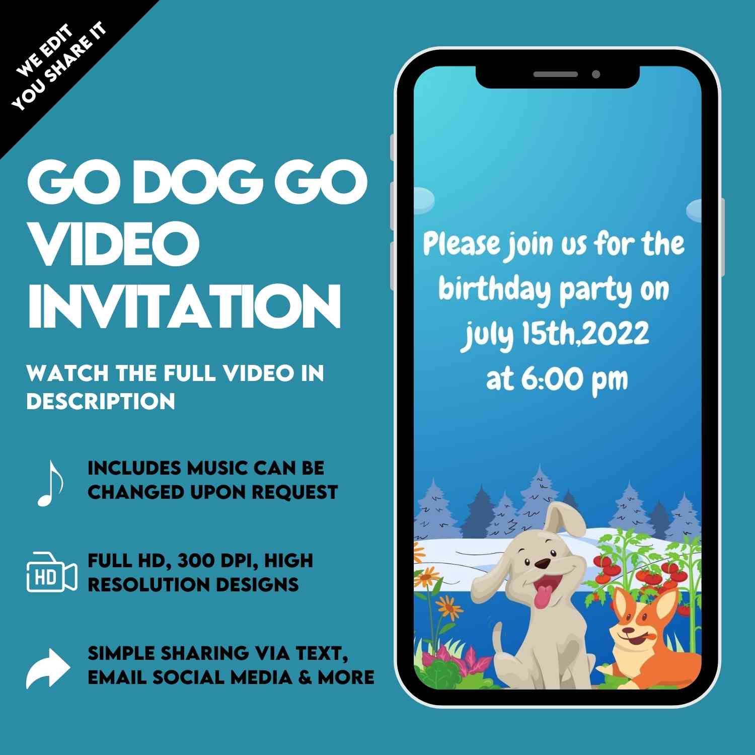 Go Dog Go Birthday Video Invitation | Animated & Customizable | Fun & Memorable