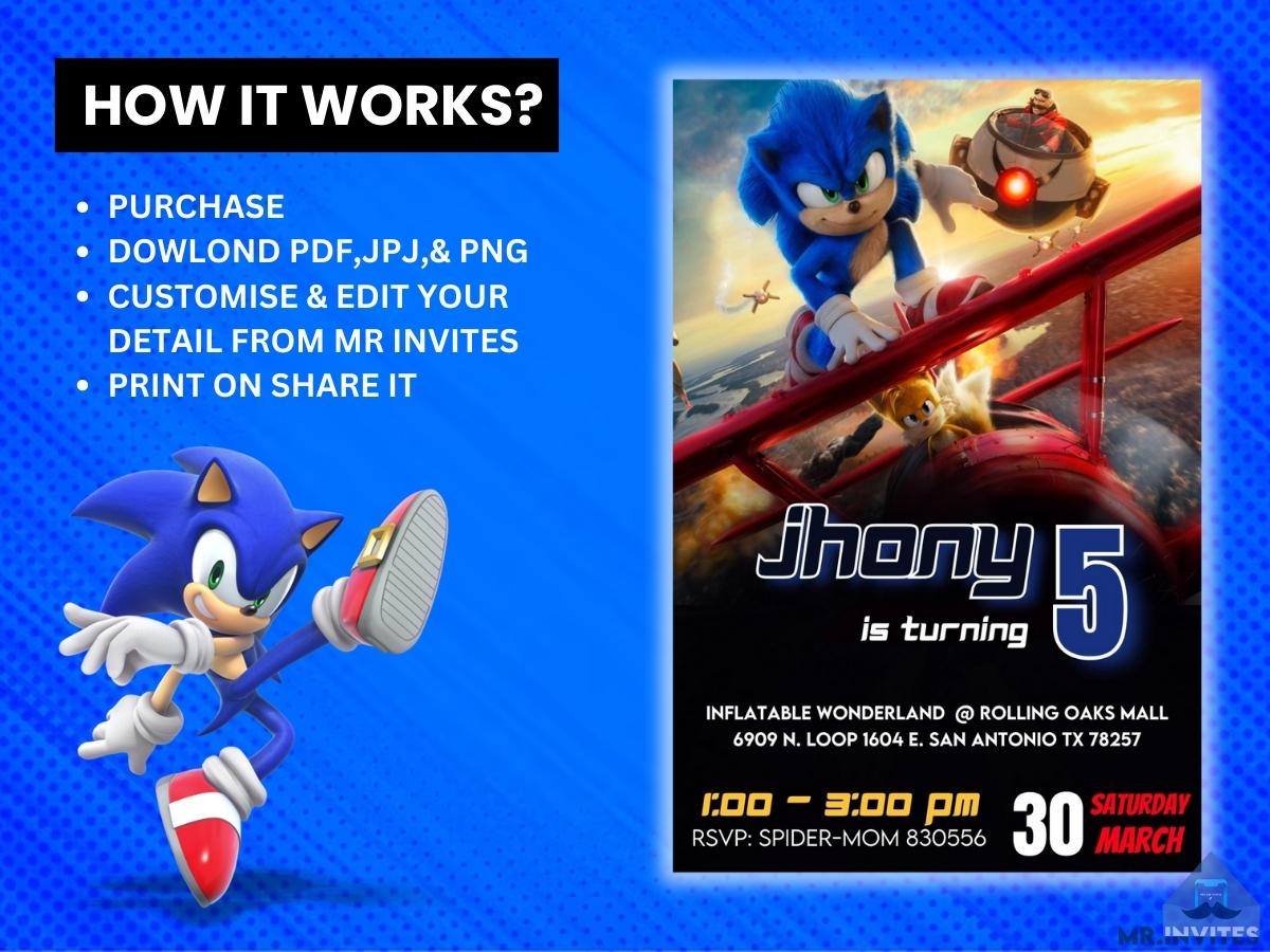 Amazing Sonic The Hedgehog Birthday Invitation | Digital, Customizable & Fun
