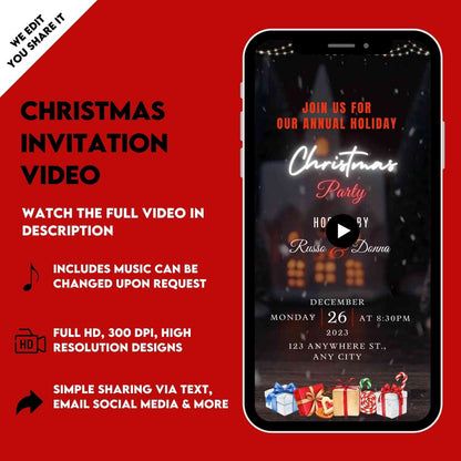 Animated Christmas Party Invitation | Christmas Theme Party Video Invitation