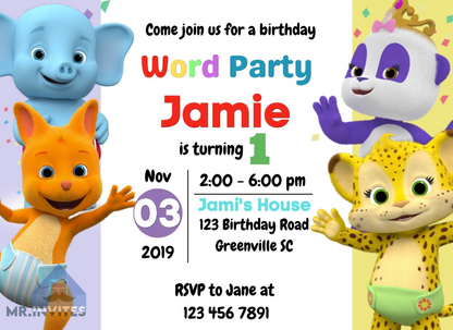 Amazing Digital Word Party Birthday Invitation | Fun-filled Online Celebration
