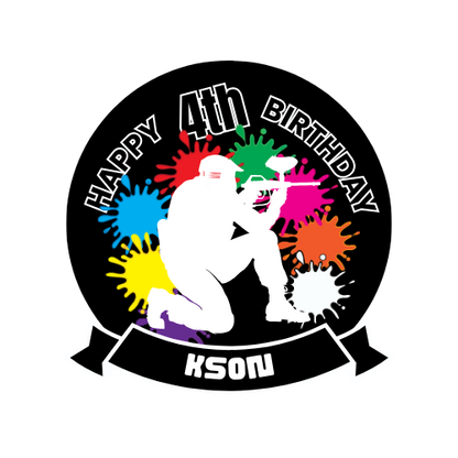 Action-Packed Paintball Birthday Theme Cake Topper