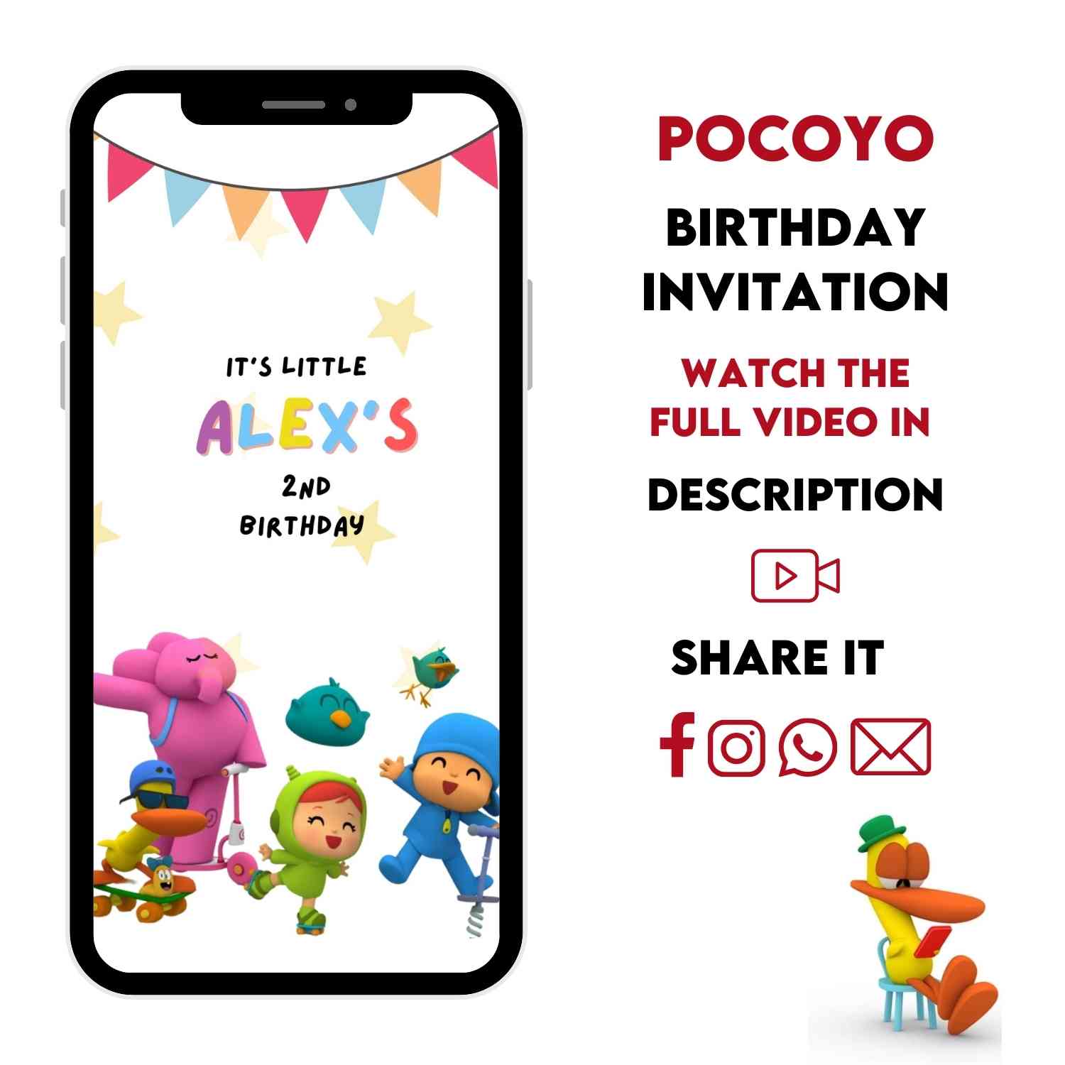 Pocoyo Birthday Party Video Invitation | Personalized Animated Party Invite