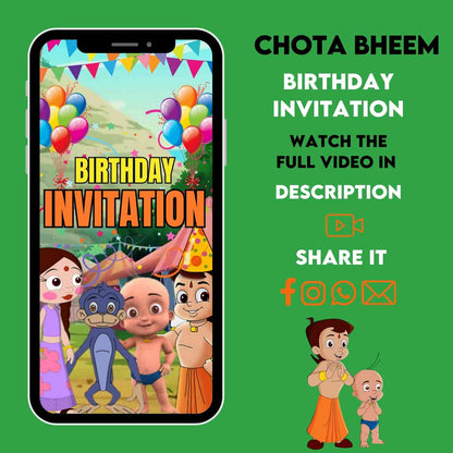 Chhota Bheem Birthday Video Invitation | Chhota Bheem Animated Invitation