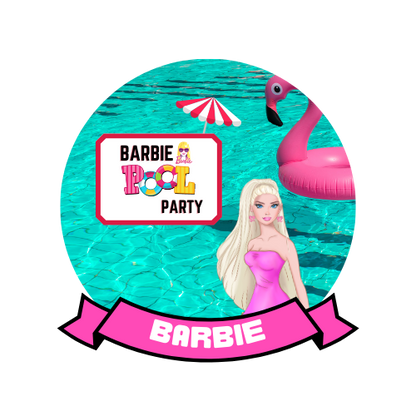 Barbie Pool Party Theme Cake Topper