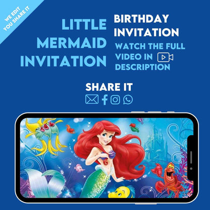 The Little Mermaid Animated Birthday Party Video Invitation