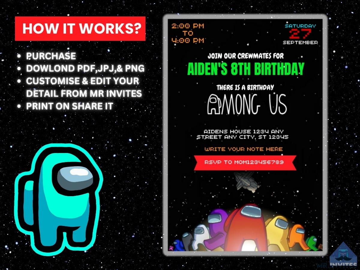 Among Us Digital Birthday Party Invitation | Among Us Birthday Invite – Mr. Invites among-us-digital-birthday-party-invitation-among-us-birthday-invite-mr-invites