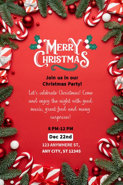 Digital Christmas Party Invitation | Christmas Party Invite