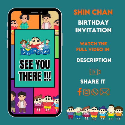 Animated Crayon Shin-chan birthday invitation | Shin Chan Video Birthday Invite