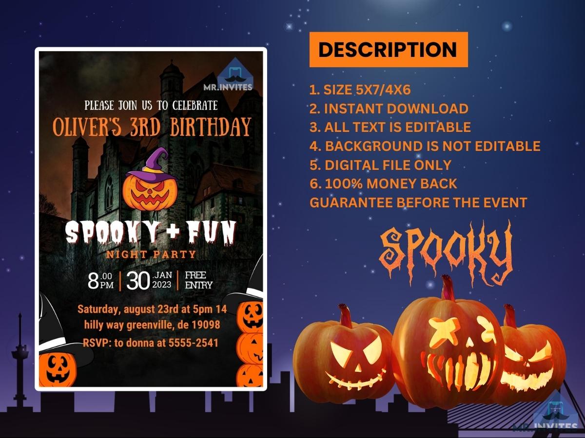 Spooky & Fun Halloween Digital Birthday Invitation | Digital Birthday Card Invite