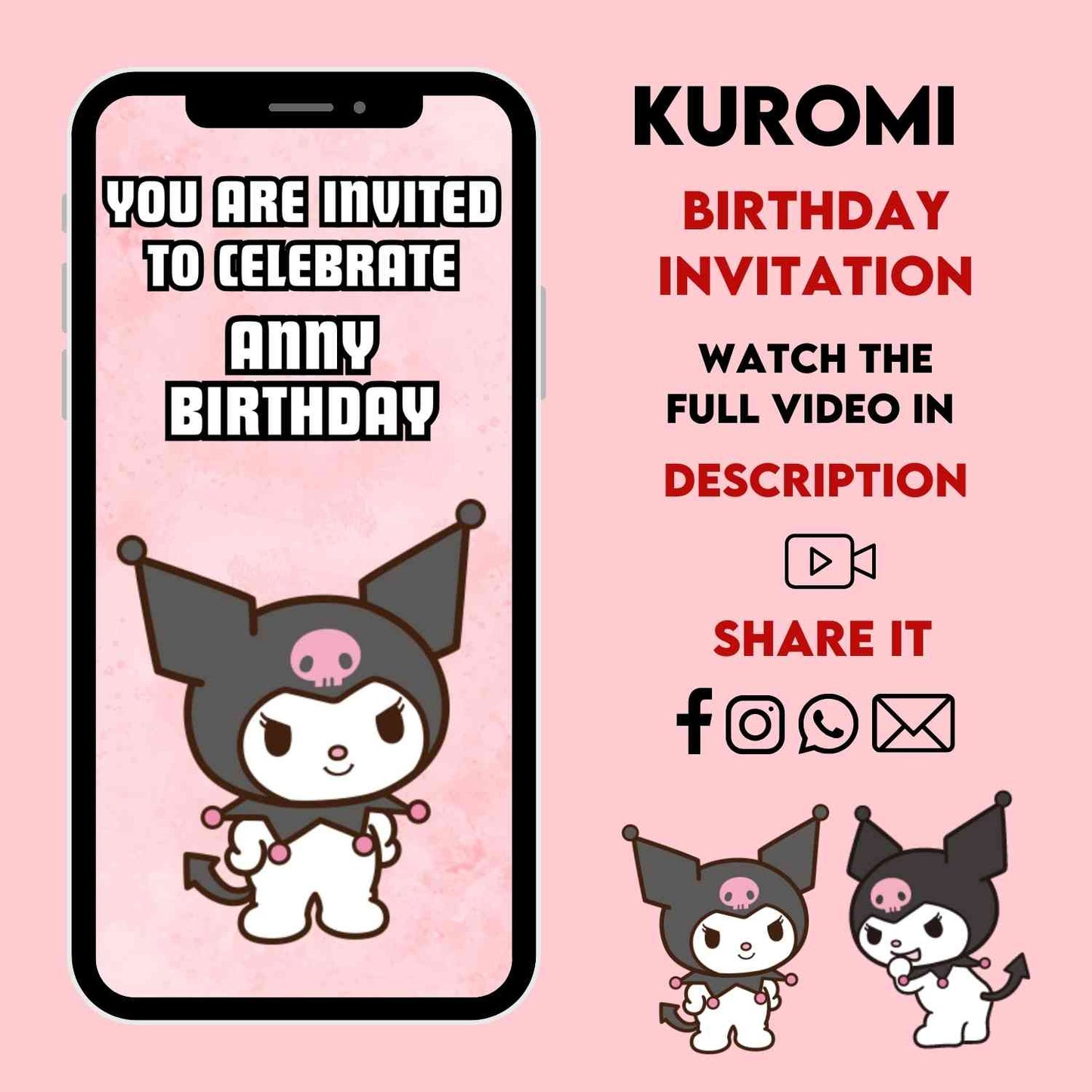 Kuromi Birthday Animated Video Invitation - Cute and Trendy Designs for a Memorable Celebration