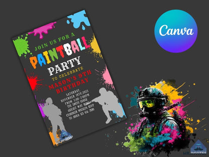 Action-Packed Paintball Birthday Invitation | Personalized and Exciting