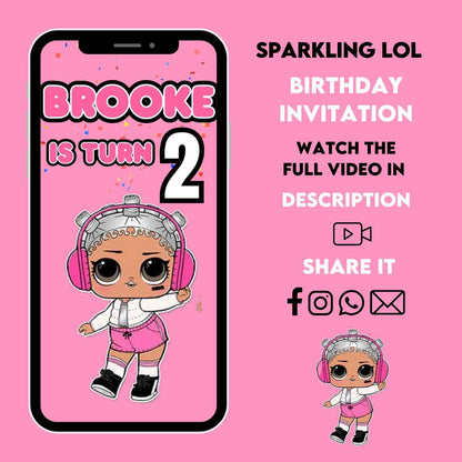 Sparkling LOL Surprise Dolls Birthday Video Invitations | Customizable Designs