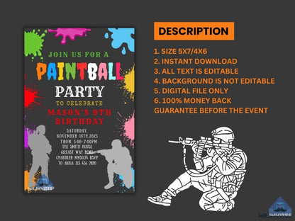 Action-Packed Paintball Birthday Invitation | Personalized and Exciting
