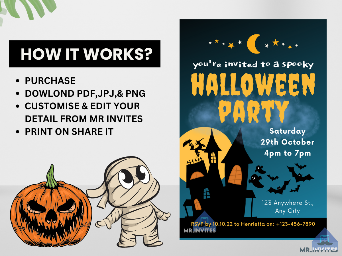 Spooktacular Halloween Birthday Invitation - Digital Designs