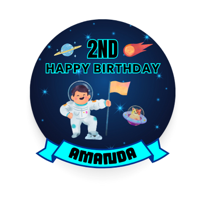 Cute Space Birthday Theme Cake Topper